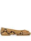Tory Burch Minnie Snakeskin-embossed Leather Ballet Flats In Gold Crest