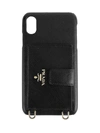 Prada Iphone Xs Max Leather Phone Case In Black