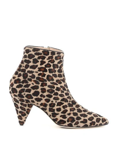 Polly Plume Patsy Leo Print Calf Hair Ankle Boots In Animal Print