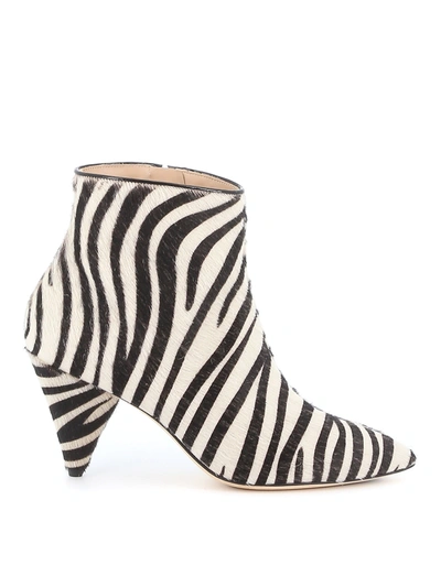 Polly Plume Patsy Zebra Print Calf Hair Ankle Boots In Animal Print