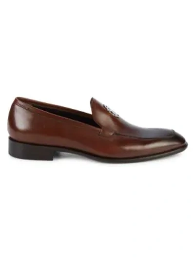 Roberto Cavalli Men's Logo Leather Dress Shoes In Brown