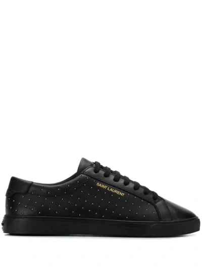 Saint Laurent Andy Studded Sneakers In Black