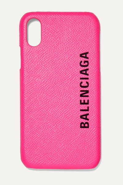 Balenciaga Printed Textured-leather Iphone X Case In Pink