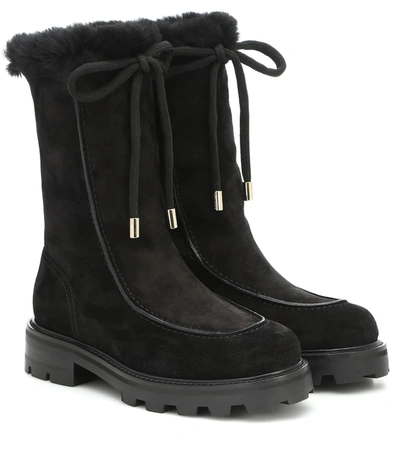 Jimmy Choo Buffy Shearling-lined Suede Boots In Black