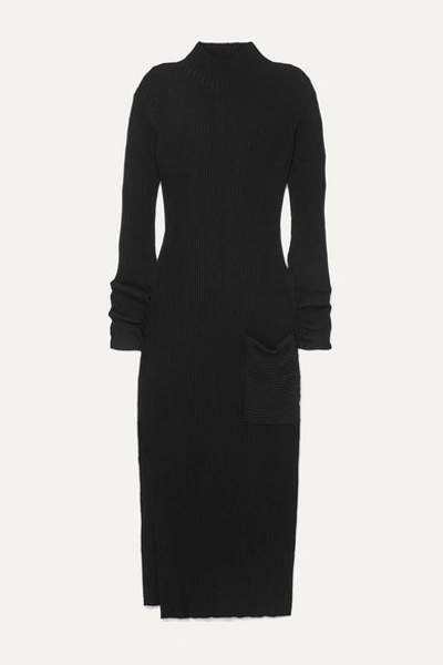 Holzweiler Noritt Ribbed-knit Maxi Dress In Black