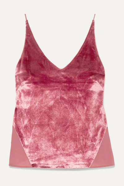 J Brand Lucy Velvet And Chiffon Camisole In Pink