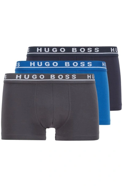 Hugo Boss - Triple Pack Of Trunks In Stretch Cotton - Open Blue In Assorted-pre-pack