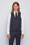 Hugo Boss Slim Fit Waistcoat In Virgin Wool In Dark Blue