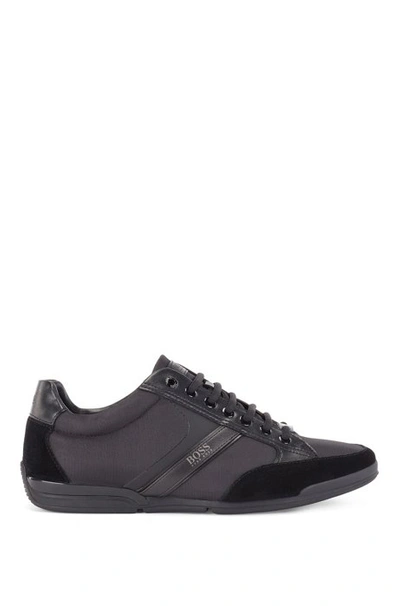 Hugo Boss Lace Up Hybrid Sneakers With Moisture Wicking Lining In Black