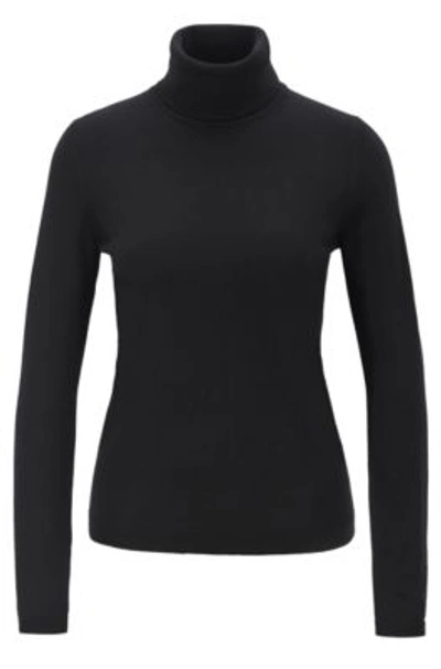 Hugo Boss - Roll Neck Sweater In Mercerized Merino Wool - Black