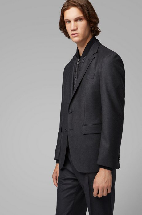 Hugo Boss Boss Men's Hadik Slim-fit Virgin Wool Blazer With Detachable Vest  In Black | ModeSens
