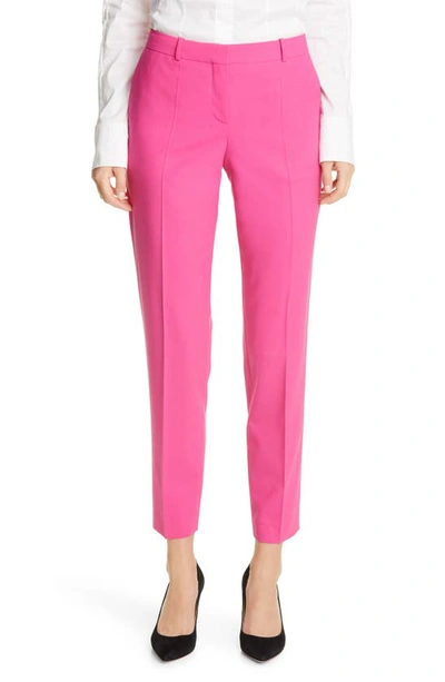 Hugo Boss Tiluna Slim Stretch Wool Ankle Pants In Magenta