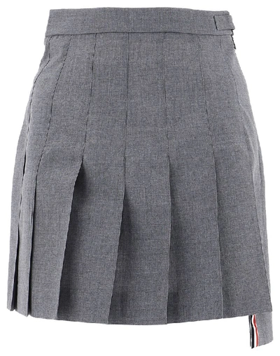 Thom Browne Pleated High Waist Mini Skirt In Grey
