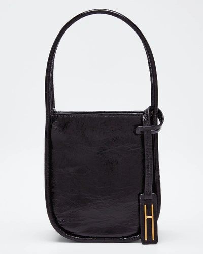 Hayward Guide Crinkled Leather Top-handle Tote Bag In Black