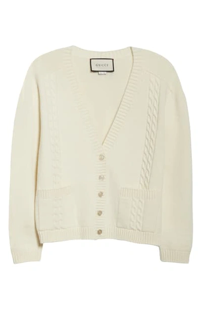 Gucci Long-sleeve V-neck Cropped Cardigan In Ivory