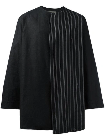 Yohji Yamamoto Striped Trim Shirt In Black