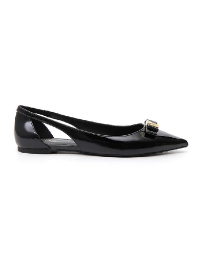 Michael Michael Kors Carlson Bow Flat Shoes In Black