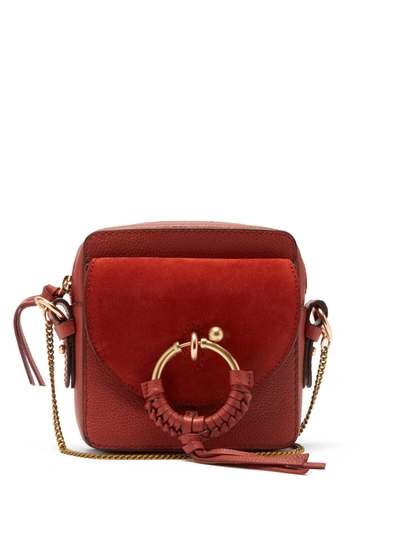 See By Chloé Joan Mini Leather And Suede Panel Cross-body Bag In Faded Red