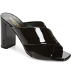Saint Laurent Loulou Slide Sandal In Black Patent