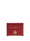 Tory Burch Kira Chevron Leather Card Case In Red