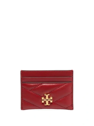 Tory Burch Kira Chevron Leather Card Case In Red