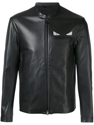 Fendi Bag Bugs Leather Jacket In Black
