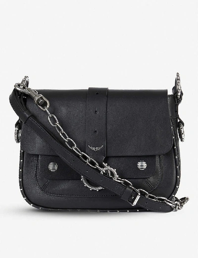 Zadig & Voltaire Kate Studded Leather Cross-body Bag In Noir