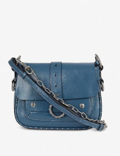 Zadig & Voltaire Kate Studded Leather Cross-body Bag In Blu