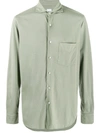 Aspesi Cutaway-collar Long-sleeved Cotton-jersey Shirt In 绿色