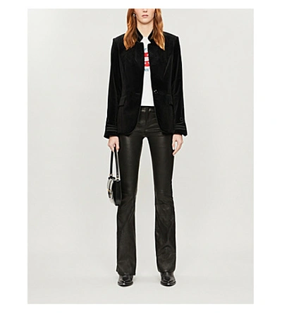 Frame Soutache Stand-collar Velvet Jacket In Noir