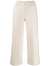 Frame Ali Cropped High-rise Wide-leg Jeans In White