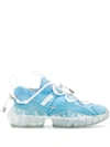 Jimmy Choo Diamond Trail/f Sky-blue Stretch-mesh Trainers With Leather Detailing