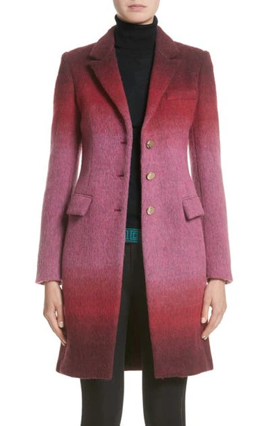 Versace Collection Degrade Wool Blend Coat In Fuchsia