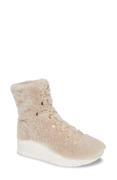 Stuart Weitzman Oceane Genuine Shearling Sneaker Boot In Natural Short Shearling