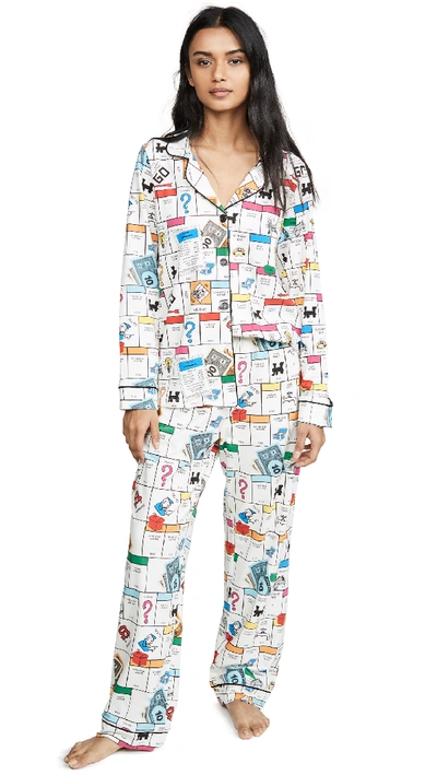 Bedhead Pajamas X Monopoly Print Long Sleeve Stretch Cotton Pajamas In Monopoly Gameboard