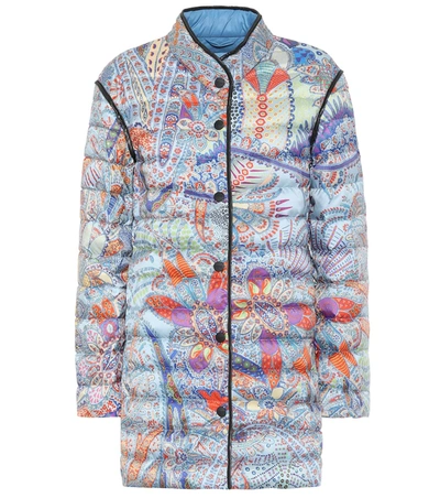 Etro Paisley Print Water Resistant Down Puffer Jacket In Blue