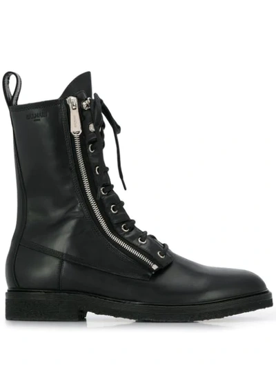 Balmain Leather Ankle Boots In Black