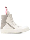 Rick Owens Geobasket Sneakers In White Suede And Leather In Neutrals