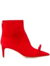Red Valentino High Heels Ankle Boots In Red Suede