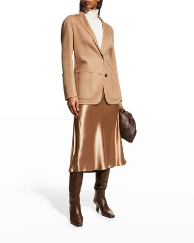 Agnona Cashmere Double Breasted Jacket Blazer In Camel