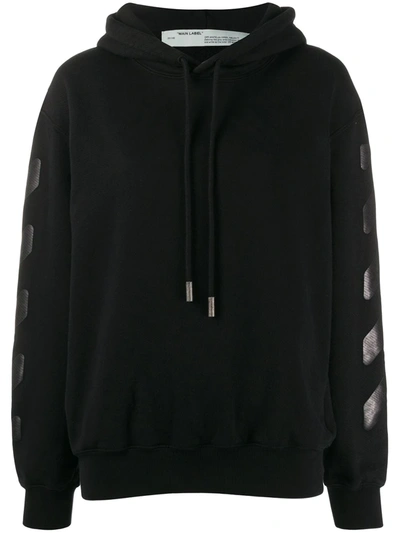 Off-white Logo-print Cotton Hooded Sweatshirt In Black