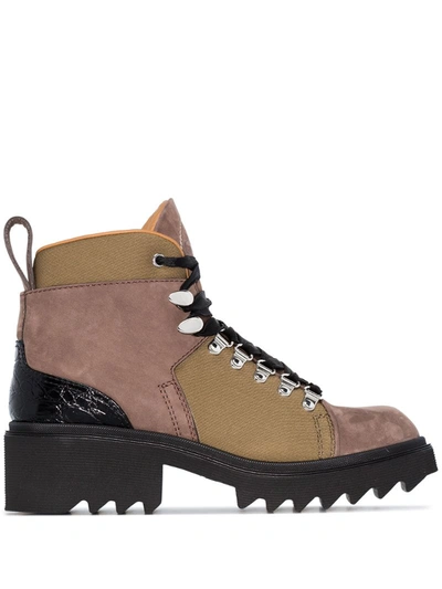 Chloé Green 50 Suede Leather Hiking Boots