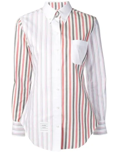Thom Browne Wide Stripe Flannel Shirt In White