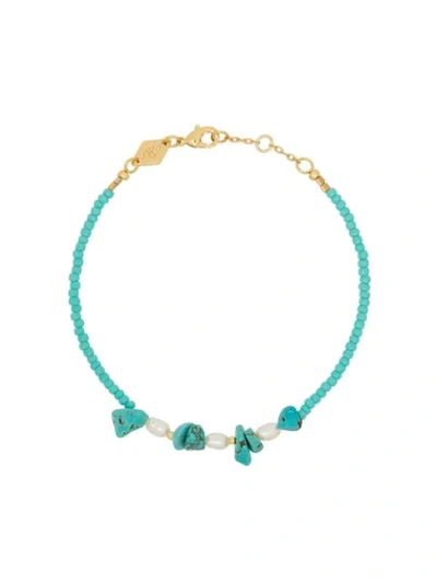 Anni Lu 18k Gold-plated Emmanuelle Turquoise Beaded Bracelet In Blue