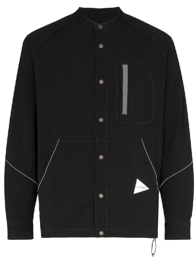 And Wander Band-collar Technical Jacket In Black