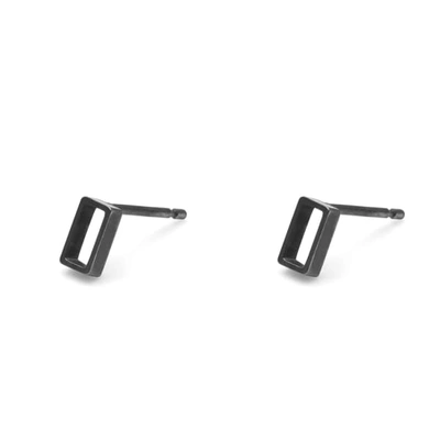 Myia Bonner Black Silver Vertical Oblong Stud Earrings