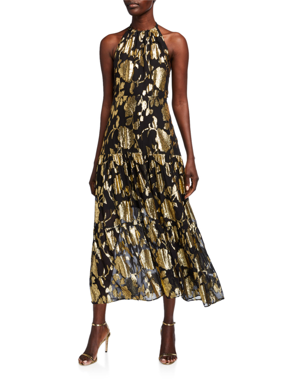 milly black and gold dress