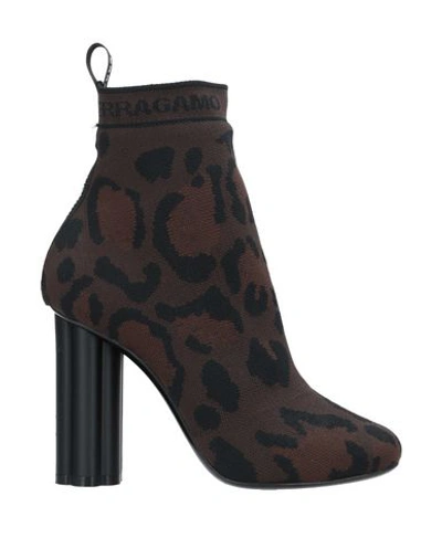 Ferragamo Ankle Boots In Brown