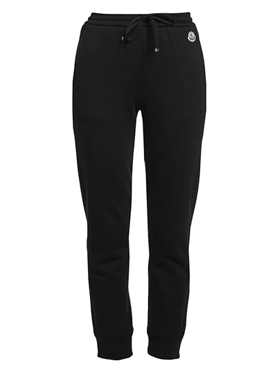 Moncler Ladies Logo Patch Sweatpants In Black