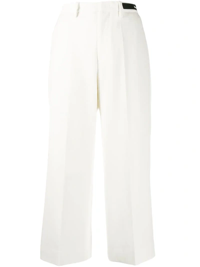 Moncler Ladies Cotton Gabardine Cropped Dress Pants In Ivory